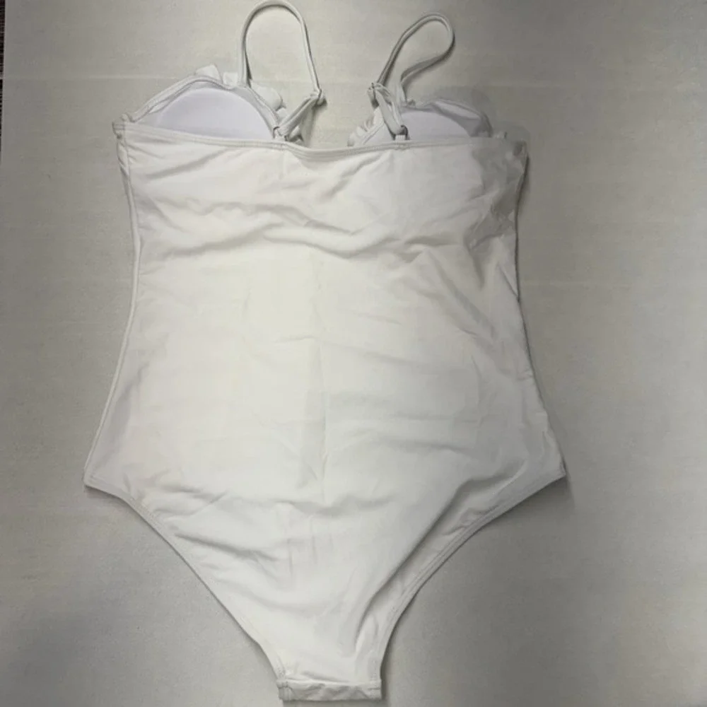 Womens Rosette M One Piece Swimsuit Swimwear‎ Bathing Suit Beach Resort White